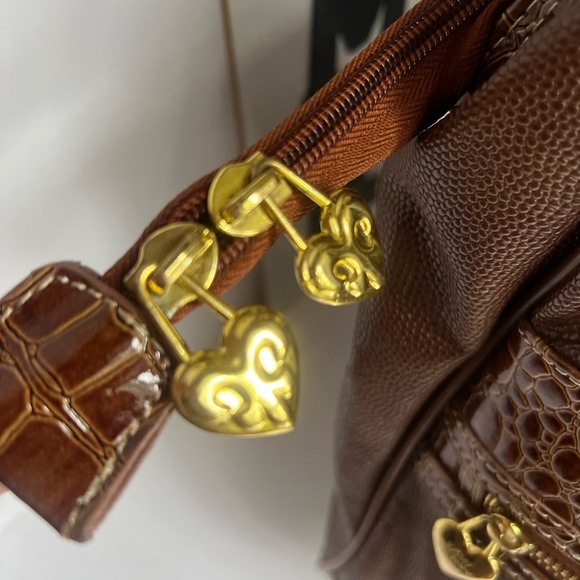 Kathy Van Zeeland Y2K NWOT Chocolate Croc-Embossed travel bag - Picture 5 of 12